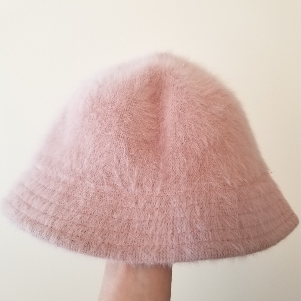 Vintage Pale Pink Bucket Hat, Rabbit Hair, August